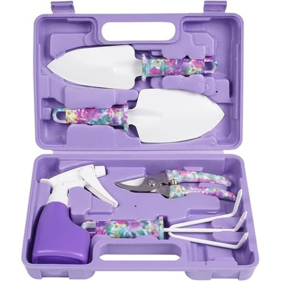 Gardening Tools,5 Pieces Garden Tools with Floral Print, Ergonomic Handle Trowel - Picture 8 of 8